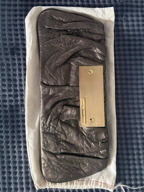 Laura Matthews Champagne Leather Clutch